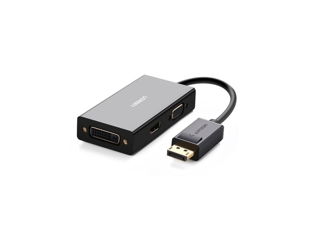 محول 3 في 1 من منفذ DisplayPort DP إلى HDMI VGA DVI بدقة 4K من ذكر إلى أنثى DP110-20420 من uGreen محول 3 في 1 من منفذ DisplayPort DP إلى HDMI VGA DVI بدقة 4K من ذكر إلى أنثى DP110-20420 من uGreen
